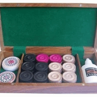 Carrom : Set complet en coffret palissandre