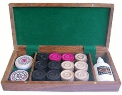 Carrom : Set complet en coffret palissandre