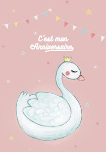 8 Cartes d'invitation d'anniversaire cygne