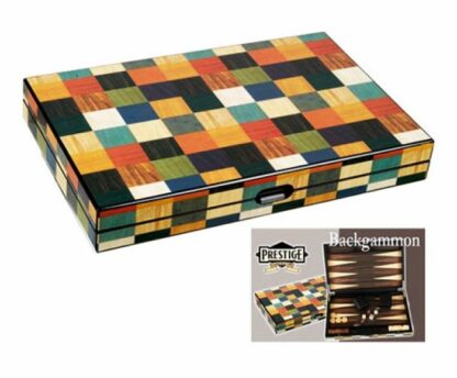 Backgammon marqueté arlequin 38 cm