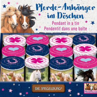 Pendentif dans boîte métallique chevaux